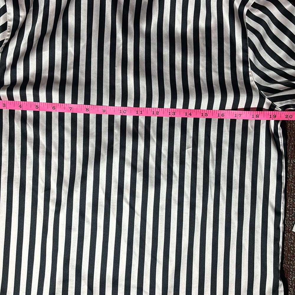 Victoria's Secret Black and White Striped sleep shirt silky nighty blouse small - Picture 7 of 11